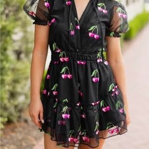 Buddy Love Black and Pink Puff Sleeve Sundress